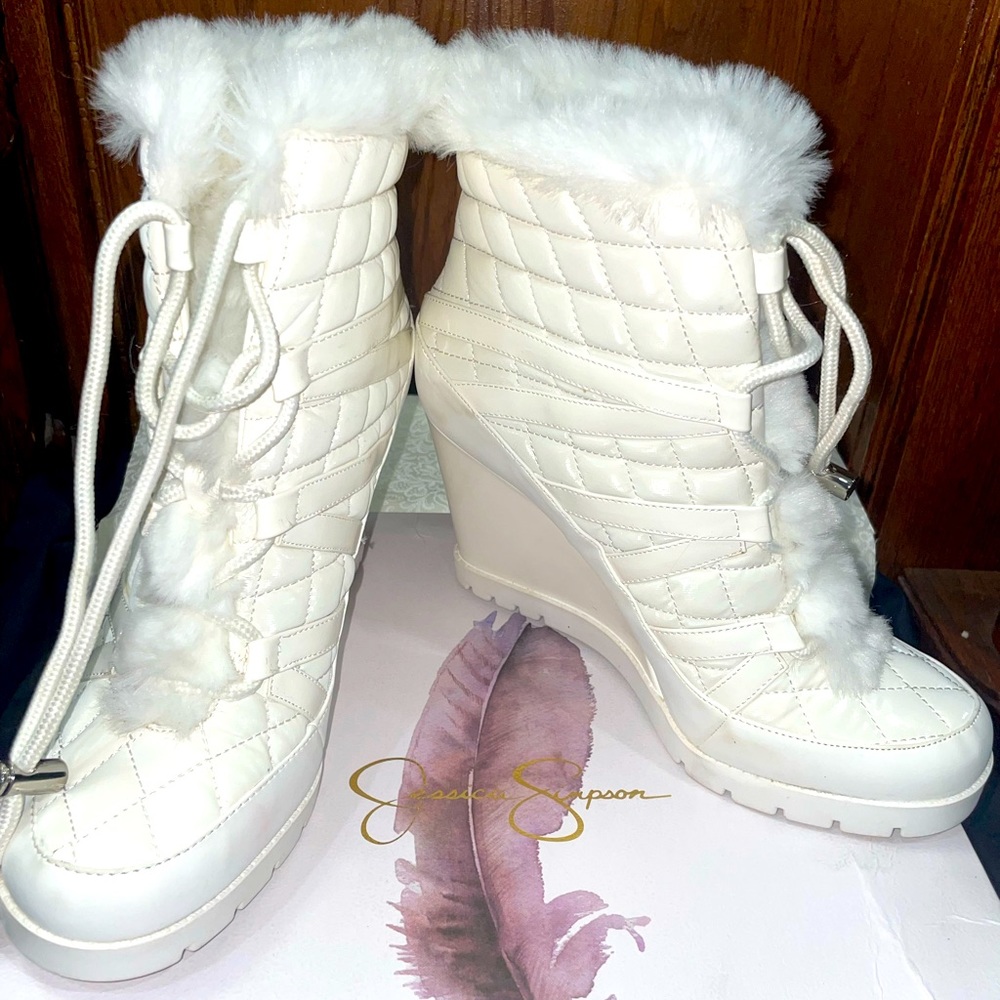Jessica Simpson Brixel White Wedge Booties